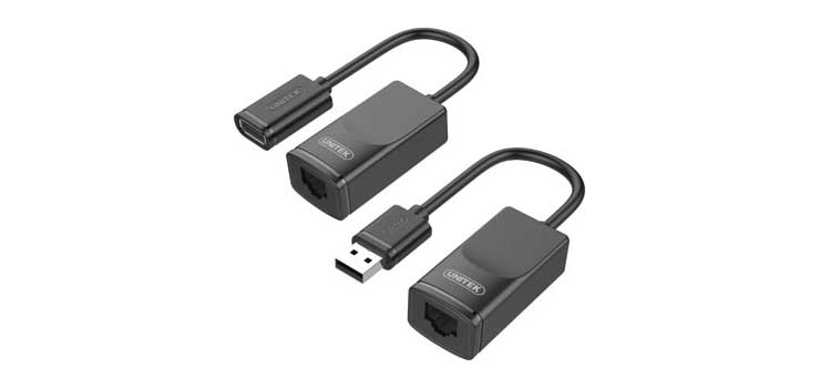 USB EXTENDER VIA CAT5E/6 MAX 60M NO EXTERNAL POWER REQUIRED TX & RX BLACK