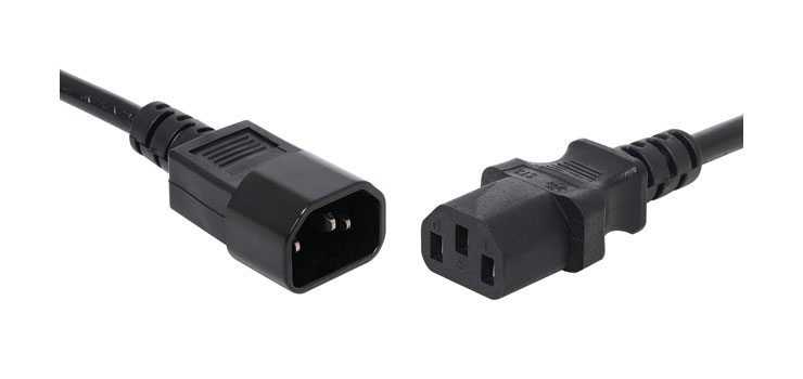 POWERTRAN MAINS POWER CABLE PVC SHEATH 2M BLACK IEC-C14 TO IEC-C13