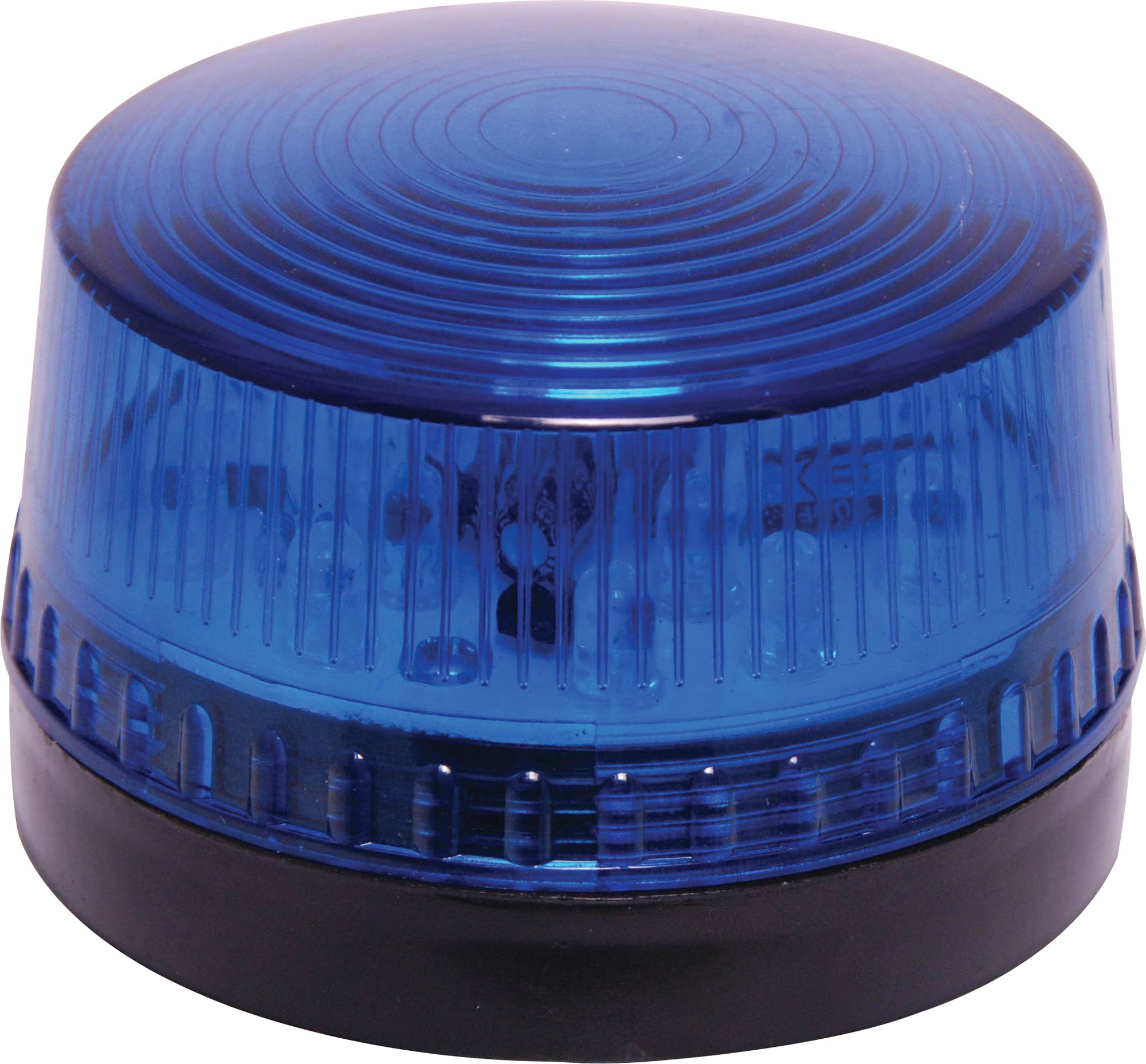 12V 1W FLASHING BLUE LED STROBE LIGHT PLASTIC 6-15VDC 71DIAx35H (MM) 45CM CABLE