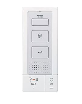 AIPHONE DA/ DB SERIES MULTI WIRE INTERCOM HANDS-FREE AUDIO ONLY UNIT WHITE APARTMENT/RESIDENTIAL/COMMERCIAL MECHANICAL BUTTON METAL 15VAC
