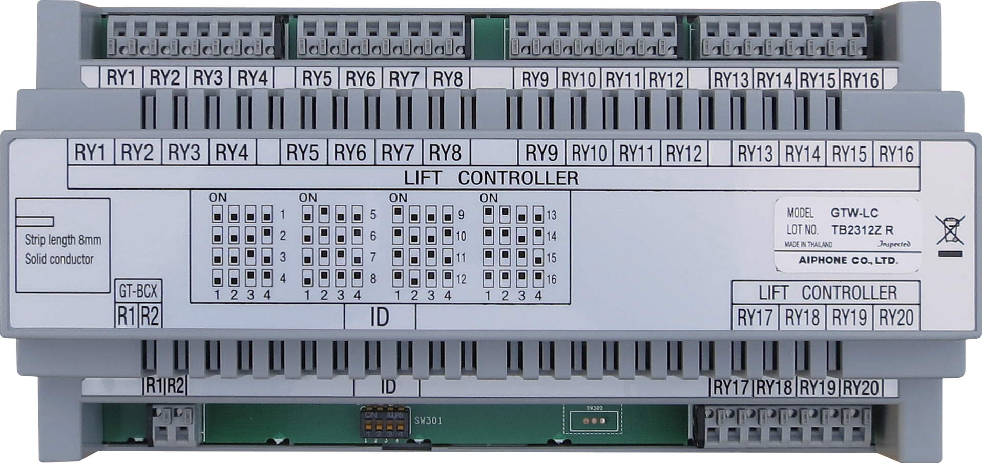 GT SERIES 2-WIRE INTERCOM LIFT CONTROLER GREY APARTMENT PLASTIC 20 RELAY OUTPUT(DRY) SUB DOOR STATION POWER BY BUS CONTROLLER