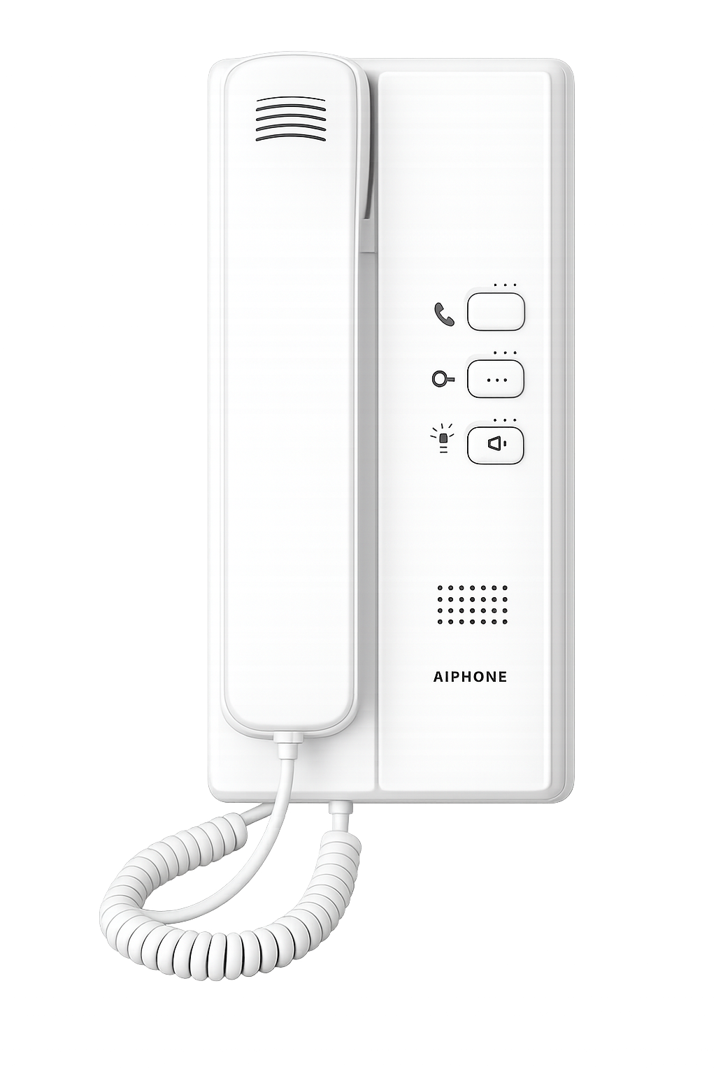 IE SERIES 2-WIRE INTERCOM HANDSET WHITE RESIDENTIAL/COMMERCIAL MECHANICAL BUTTON PLASTIC LOCK & AUXILIARY OUTPUT SUB DOOR STATION 12-16VAC/12-24VDC