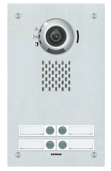 AIPHONE IX SERIES 2 IP INTERCOM 4 BUTTON AUDIO/VIDEO DOOR STATION SILVER COMMERCIAL MECHANICAL BUTTON 1.23MP STAINLESS STEEL 48V POE SWITCH