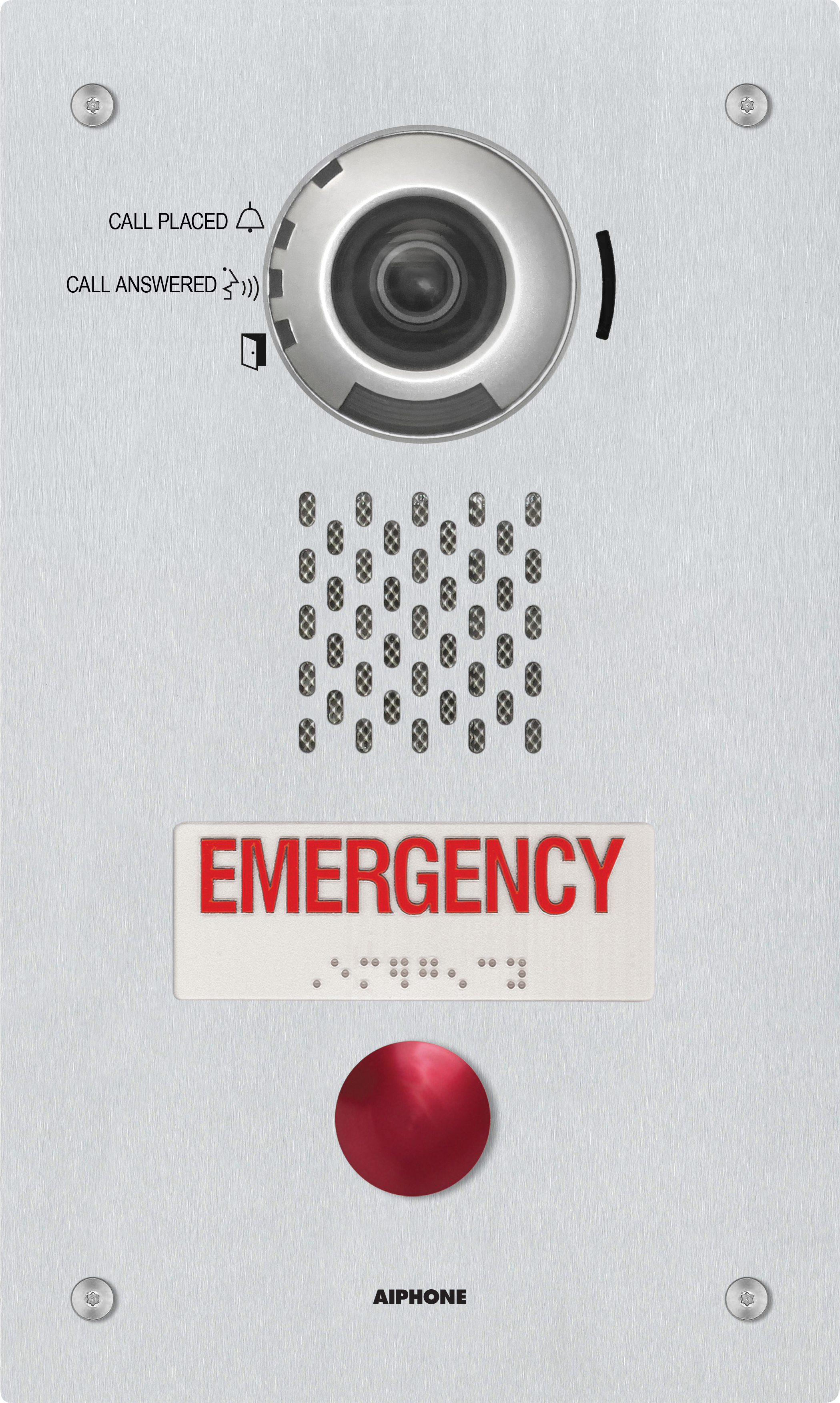 IX SERIES 2 IP INTERCOM 1 BUTTON EMERGENCY AUDIO VIDEO DOOR STATION SILVER COMMERCIAL MECHANICAL BUTTON 1.23MP STAINLESS STEEL IP65 IK08 H.264 LOCK OUTPUT(DRY CONTACT) ALARM INPUT SUB DOOR STATION UP TO 32GB MICRO SD CARD 24VDC/48V POE SWITCH