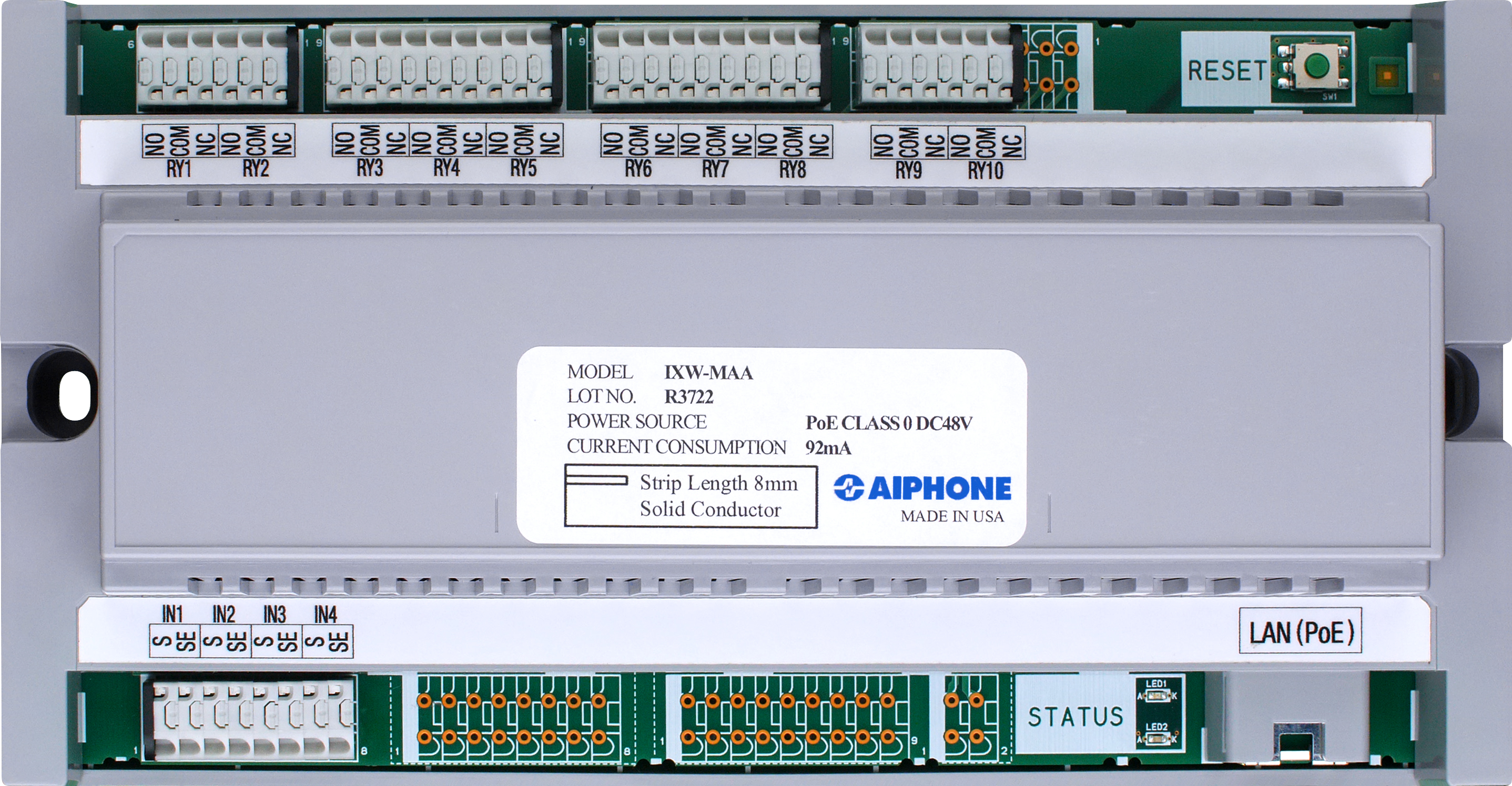 IX SERIES IP INTERCOM INPUT/OUTPUT MODULE SILVER COMMERCIAL METAL 10 RELAY OUTPUT(DRY) 12VAC/DC / 24VDC BOTTOM LAN