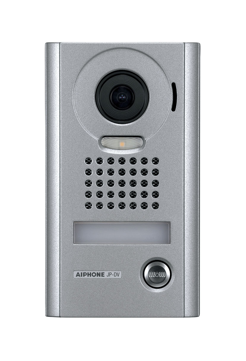 AIPHONE JP SERIES 2-WIRE INTERCOM 1 BUTTON AUDIO/VIDEO DOOR STATION SILVER RESIDENTIAL/COMMERCIAL 170° METAL POWER BY MONITOR BUS