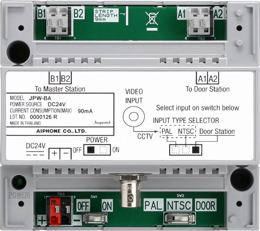 JP SERIES 2-WIRE INTERCOM LONG DISTANCE ADAPTOR GREY RESIDENTIAL/COMMERCIAL PLASTIC SUB DOOR STATION 24VDC