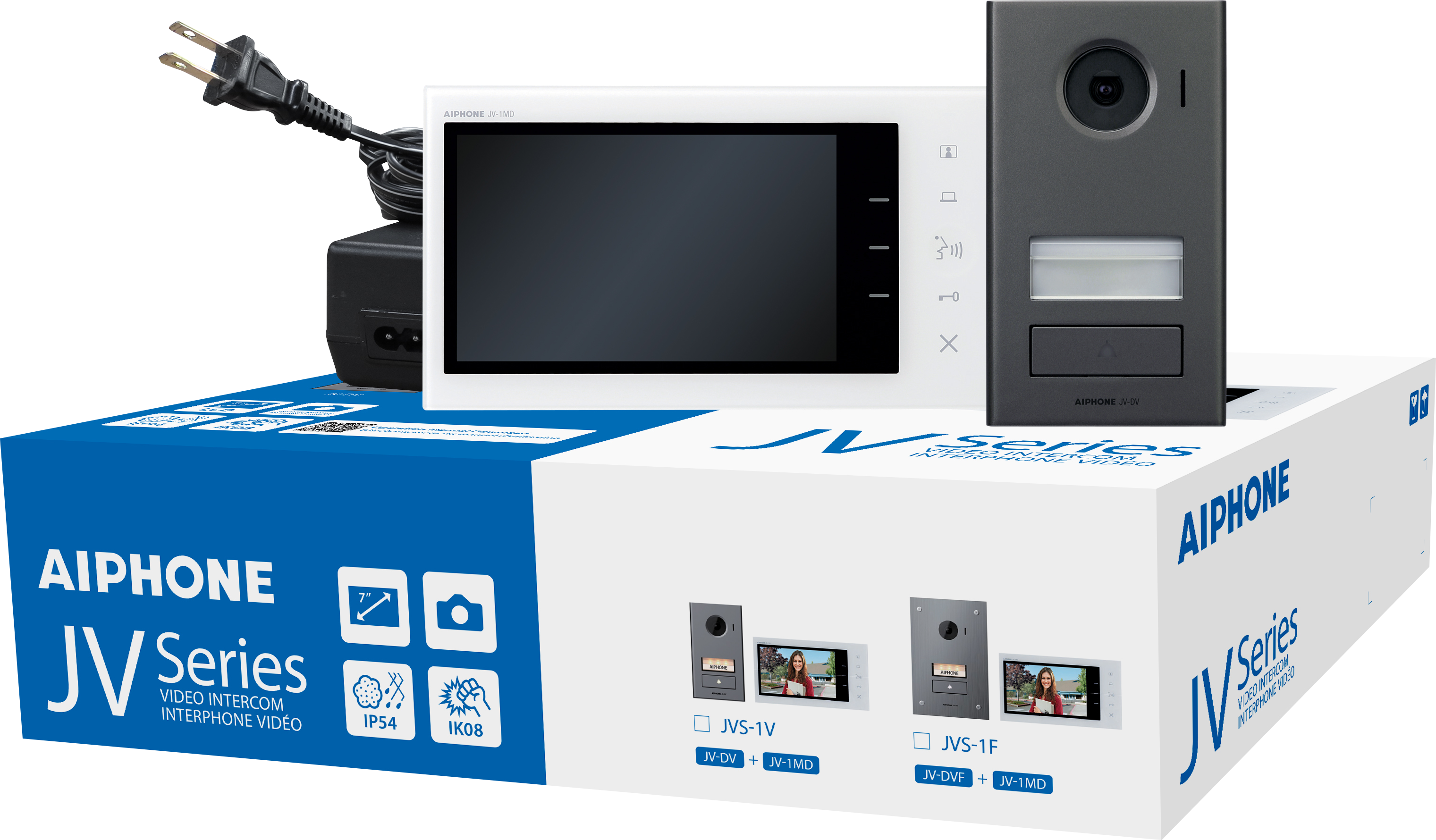 AIPHONE JV SERIES VIDEO INTERCOM KIT INCLUDES 1 x JV-DV SURFACE MOUNTED VIDEO DOOR STATION BLACK 1 x JV-1MD 7