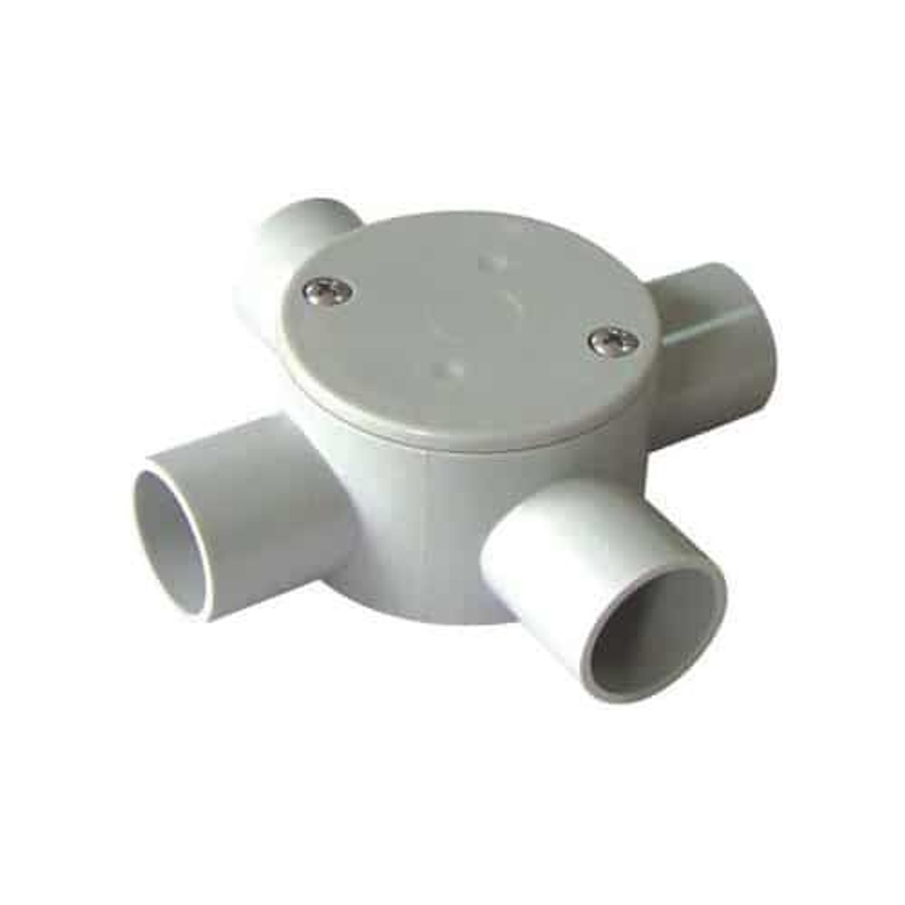 PVC RIGID JUNCTION BOX STANDARD WITH 4 x 20MM CONDUIT CONNECTIONS GREY