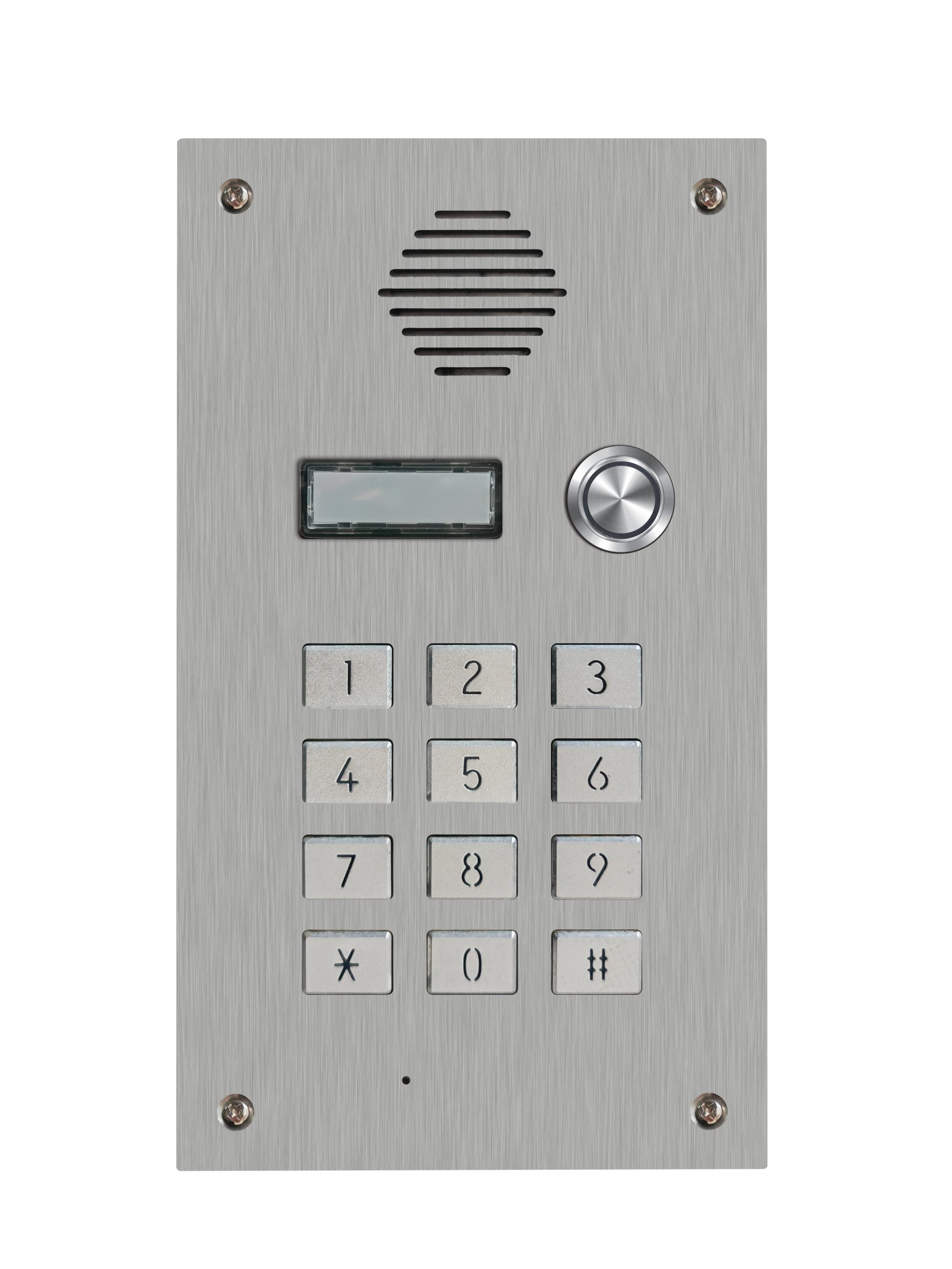 4G LTE SERIES 4G SIM ALL IN ONE (WITH KEYPAD) 1 BUTTON KEYPAD/AUDIO DOOR STATION SILVER RESIDENTIAL MECHANICAL BUTTON STAINLESS STEEL 1 x OUTPUT REX INPUT 12VDC