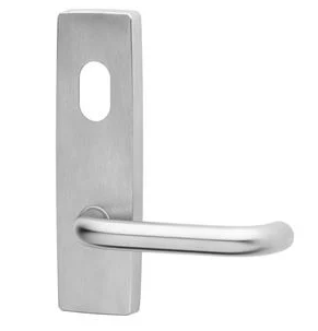 LOCKWOOD STANDARD SQUARE END EXTERIOR PLATE W/CYCLINDER HOLE & TYPE 70 ROUND LEVER SATIN CHROME W/FIXING SCREW FOR 32-45MM DOOR THICKNESS 166HX48WX12D(MM) SUIT 3770 SERIES MORTICE LOCK