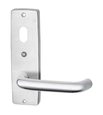 LOCKWOOD STANDARD SQUARE END INTERIOR PLATE W/CYCLINDER HOLE LED & TYPE 70 ROUND LEVER SATIN CHROME W/FIXING SCREW FOR 32-45MM DOOR THICKNESS 166HX48WX12D(MM) SUIT 3770 SERIES MORTICE LOCK