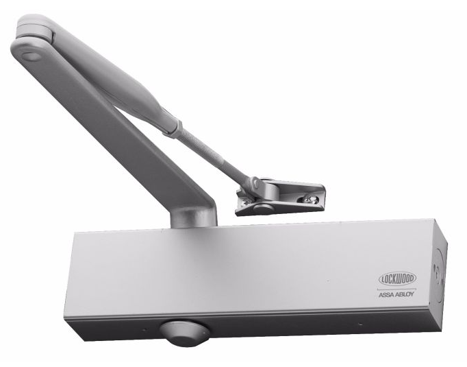 ASSA LOCKWOOD 726 SERIES DOOR CLOSER WITH ADJUSTABLE BACK CHECK & POWER ADJUSTABLE 2-6 SILVER 4 HOUR FIRE RATED