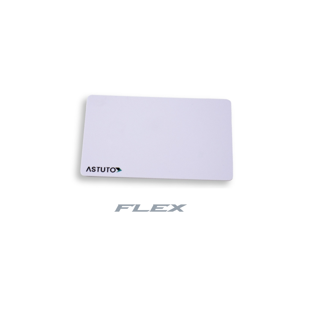 ASTUTO FLEX PREPROGRAMMED ISO CARD ENCRYPTED WHITE COMPATIBLE WITH ALL ASTUTO FLEX READERS 13.56MHz - WITH RANDOM FACILITY CODE & NUMBER