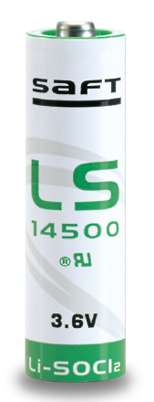 LS14500 AA 3.6VDC /2.45Ah LITHIUM BATTERY 50 mA (CONTINUOUS) DISCHARGE OPERATE TEMP -60° ~ +85° NON RECHARGABLE FLAT CONTACT WHITE 0.7G