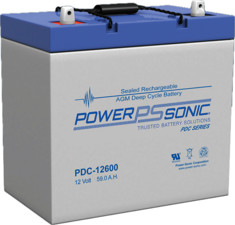 PDC-12600 12VDC /60Ah DEEP CYCLE GEL-CELL AGM BATTERY 590A (10 Sec) DISCHARGE OPERATE TEMP -20° ~ +60° 16.4A CHARGE CURRENT U GREY 17.7KG