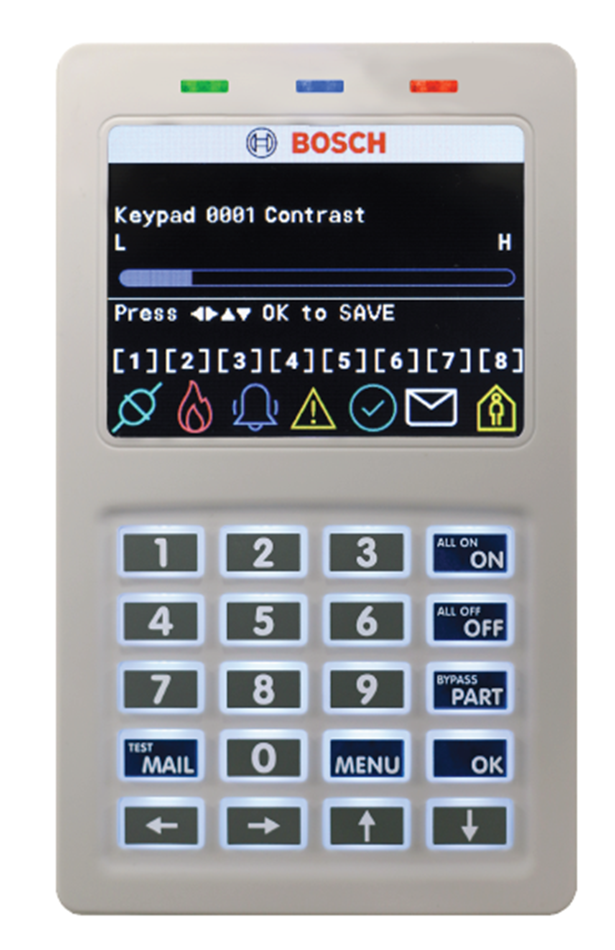 BOSCH CP737B SOLUTION 6000 HARDWIRED WIFI GRAPHIC KEYPAD WITH PROX 3.5 INCH COLOR LCD 12VDC WHITE 149Hx88Wx21.5D (MM)