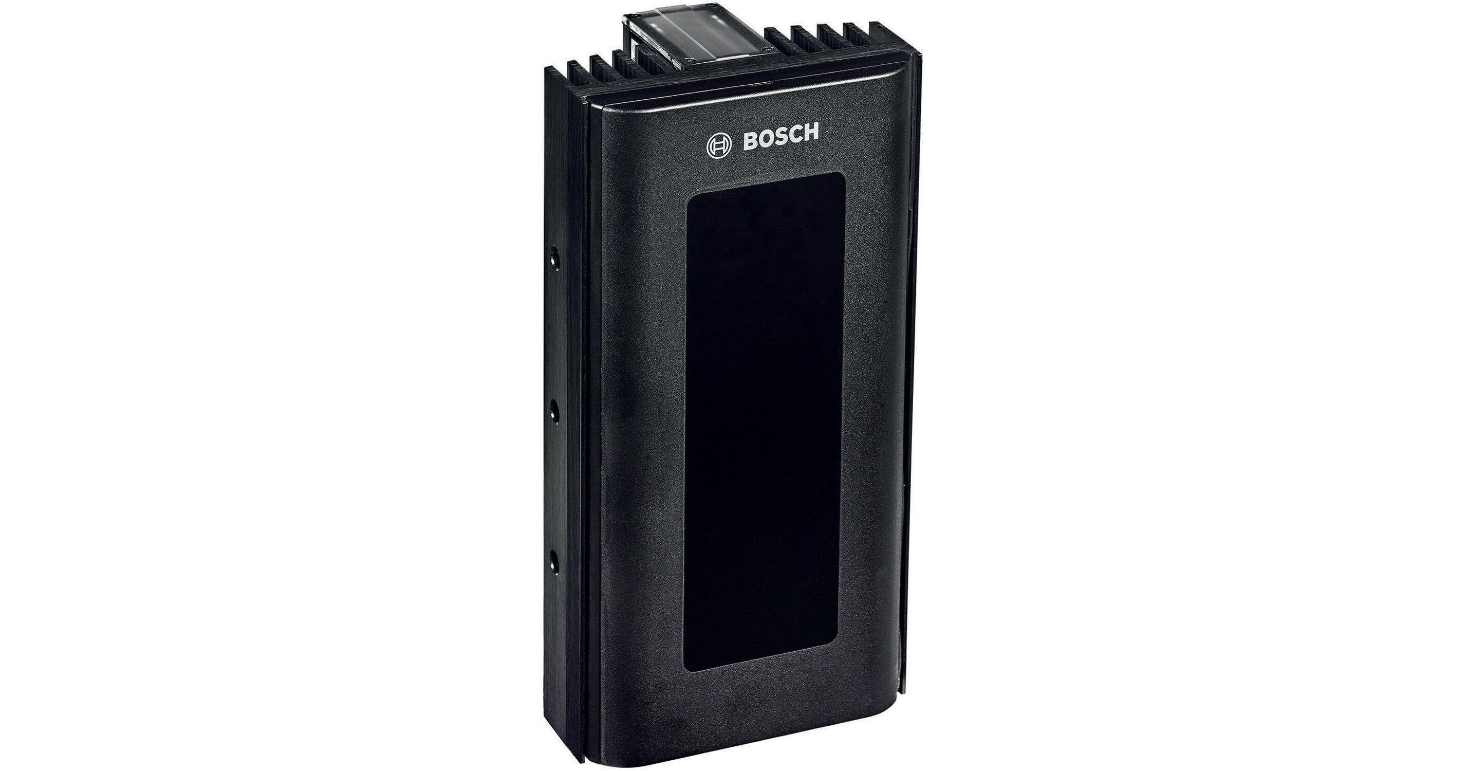 BOSCH IIR-50850-XR 850NM IR ILLUMINATOR EXTRA RANGE ADJUSTABLE IR INTENSITY PHOTOCELL 5X BEAM PATTERN DIFFUSERS U-BRACKET 12-32VDC 213Hx110Wx76D (MM) BLACK