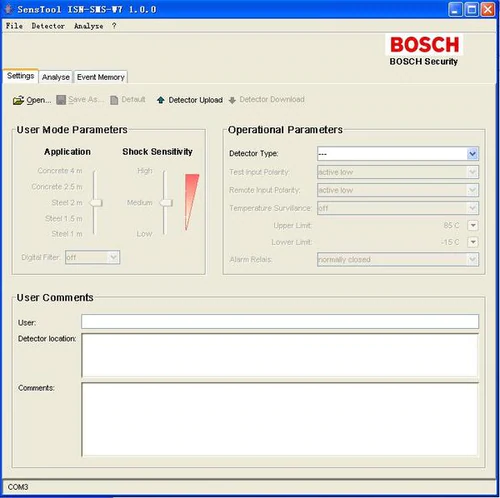 BOSCH SENS TOOL SOFTWARE & INTERFACE CABLE FOR BOSCH SEISMIC DETECTOR/ SENSOR SENSITIVITY ADJUSTMENT/ DATA ANALYSIS