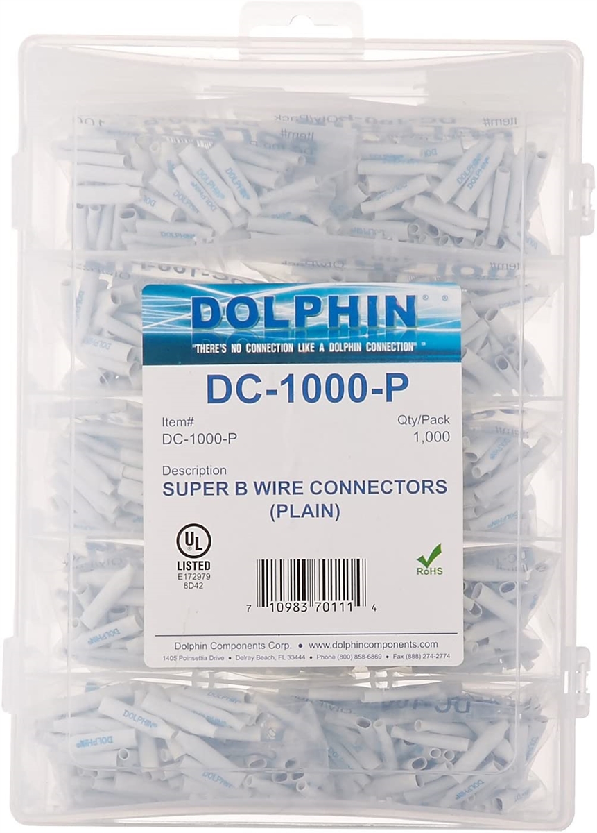 DC-1000-P  Dolphin Super B Connector  White (dry areas) Box:10 bags x 100 (1000)