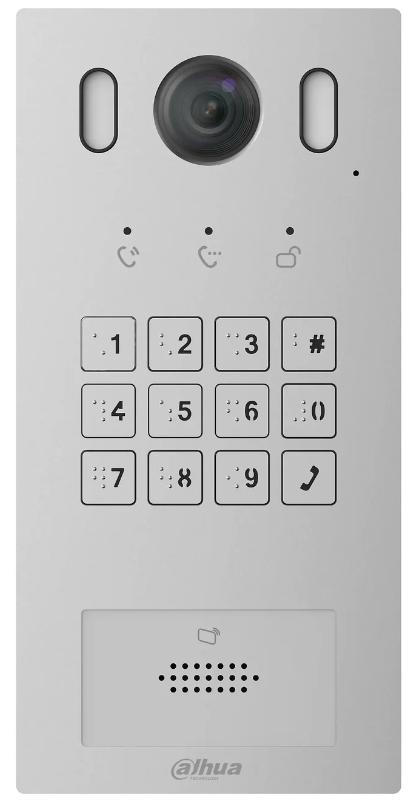 DAHUA 2-WIRE IP INTERCOM KEYPAD & VIDEO DOOR STATION SILVER RESIDENTIAL MECHANICAL BUTTON 2MP 140° METAL 48VDC/48V POE SW/2-WIRE SWITCH(VTNS2003B-2)