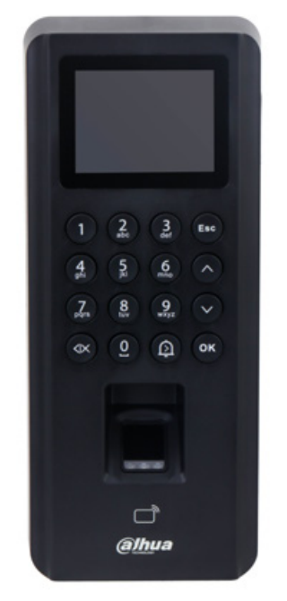 DAHUA BIOMETRIC READER PROX READER WITH KEYPAD (4x4) STANDARD BLACK 13.56MHz 12VDC/ POE READ RANGE 60mm