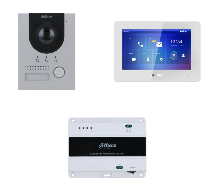 DHI-KTD01L(S)-S2 RESIDENTIAL IP/2-WIRE VIDEO INTERCOM KIT INCLUDES 1 x 2MP 1 BUTTON VIDEO DOOR STATION SILVER PLASTIC 1 x SURFACE MOUNTED BOX 1 x 7