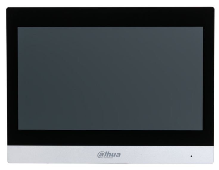 DAHUA SIP2.0 IP INTERCOM MONITOR WITH WIFI BLACK WITH SILVER APARTMENT/RESIDENTIAL/COMMERCIAL 10 INCH DISPLAY CAPACITIVE TOUCHSCREEN PLASTIC/TEMPERED GLASS 48VDC/ 2-WIRE SWITCH(VTNS2003B-2)