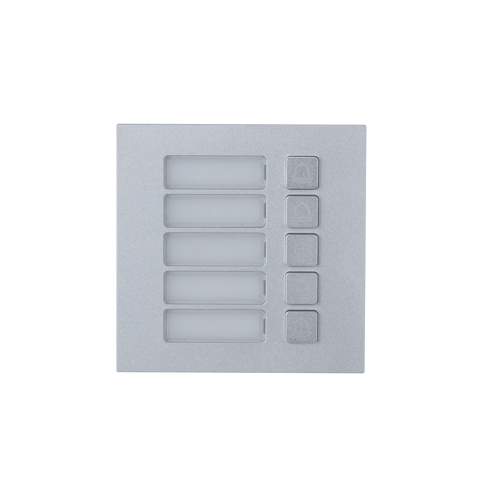 DAHUA SIP2.0 IP OR 2-WIRE INTERCOM 5 BUTTON MODULE SILVER APARTMENT/RESIDENTIAL MECHANICAL BUTTON METAL 5VDC BY DOOR STATION