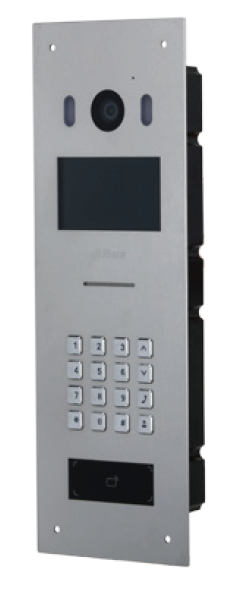 DAHUA SIP2.0 IP INTERCOM KEYPAD & VIDEO DOOR STATION SILVER APARTMENT 4.3 INCH DISPLAY MECHANICAL BUTTON 2MP 110° STAINLESS STEEL 12VDC/48V POE SWITCH