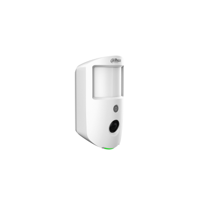DAHUA AIRSHIELD SERIES WIRELESS PIR WITH CAMERA BLACK PET UP TO 18KG 12M DETECTION AREA WITH TAMP ALARM FLASHING/ SOLID GREEN LED INDICATORS PLASTIC WALL MOUNT 2.2M MOUNT HEIGHT 433MHz 3xCR123A BATTERY (9V)