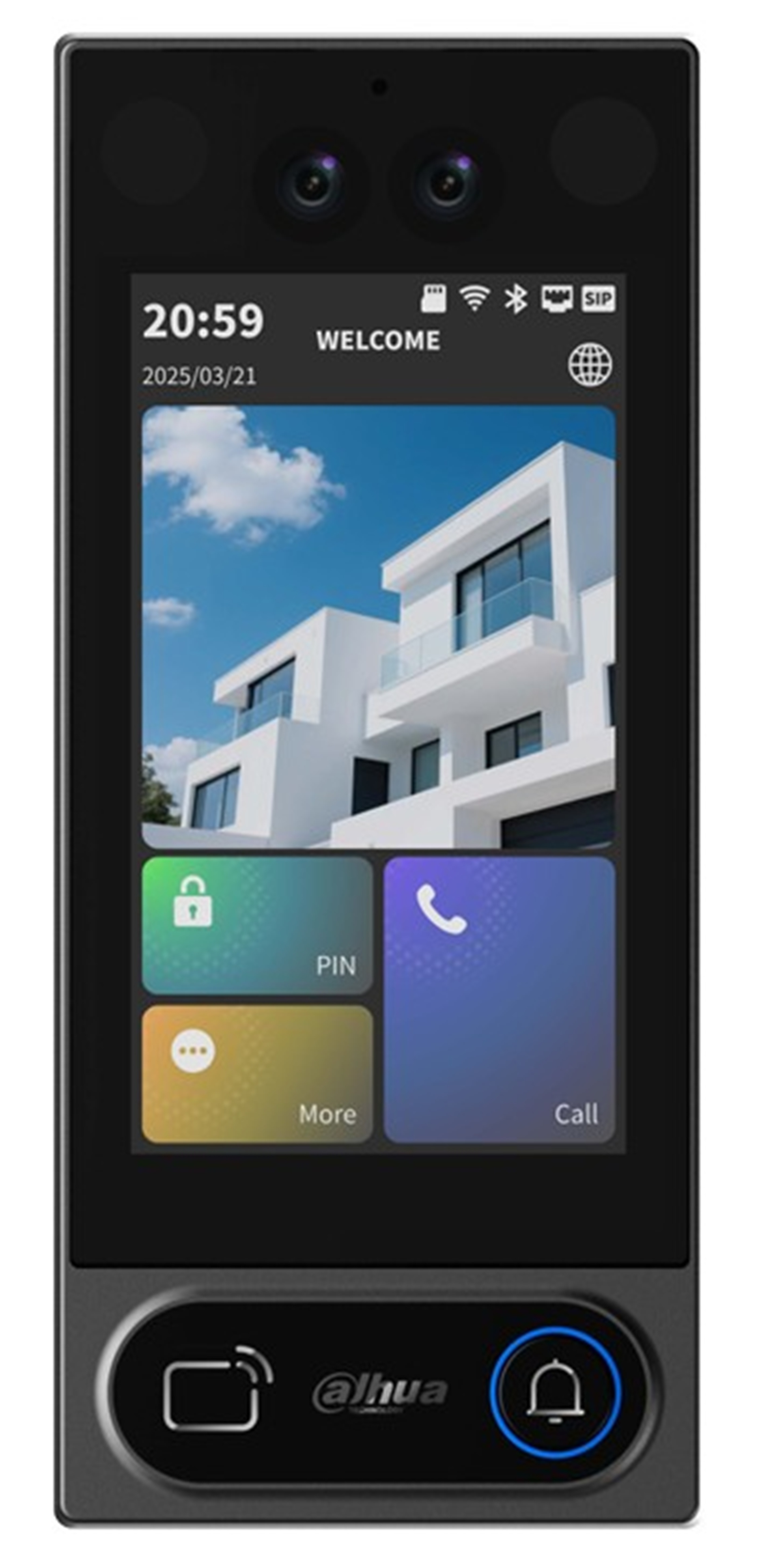 DAHUA WIFI OR IP INTERCOM ALL IN ONE (WITH KEYPAD) 1 BUTTON AUDIO/VIDEO DOOR STATION BLACK RESIDENTIAL 5 INCH DISPLAY CAPACITIVE TOUCHSCREEN 2MP 142° WDR PLASTIC/TEMPERED GLASS IP65 H.264 & H.265 LOCK OUTPUT(DRY CONTACT) 2 x ALARM INPUT WITH FACE RECOGNATION UP TO 128GB MICRO SD CARD 12VDC/48V POE SWITCH REAR LAN