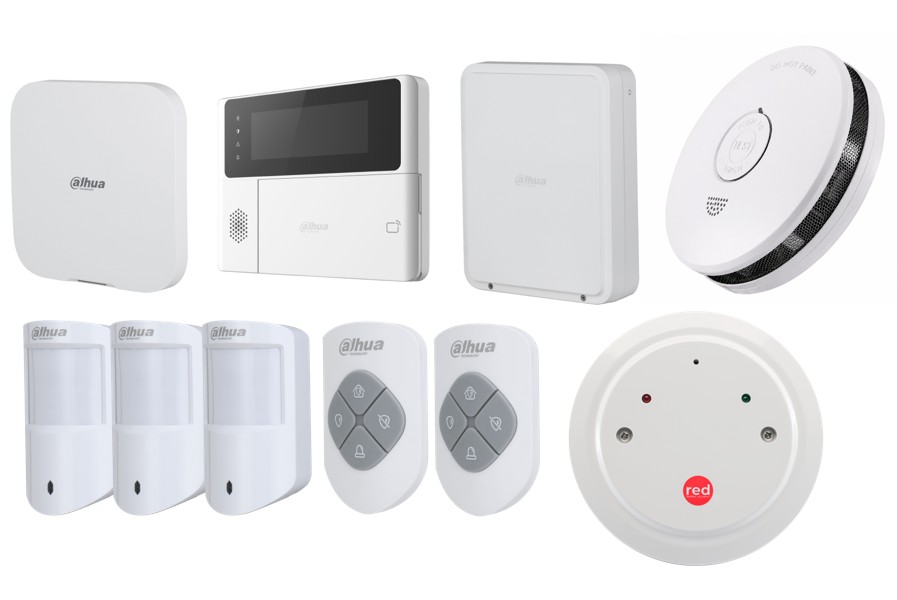DAHUA AIRSHIELD W/LESS ALM KIT INC 1x W/LESS HUB2 ALM PANEL 1x KEYPAD 3x WHT W/LESS PET PIRs 2x KEYFOB 1x MULTI I/O TRANS 1x RELAY UNIT 1x O/D SIREN 1x I/D SIREN 1x SMOKE ALARM