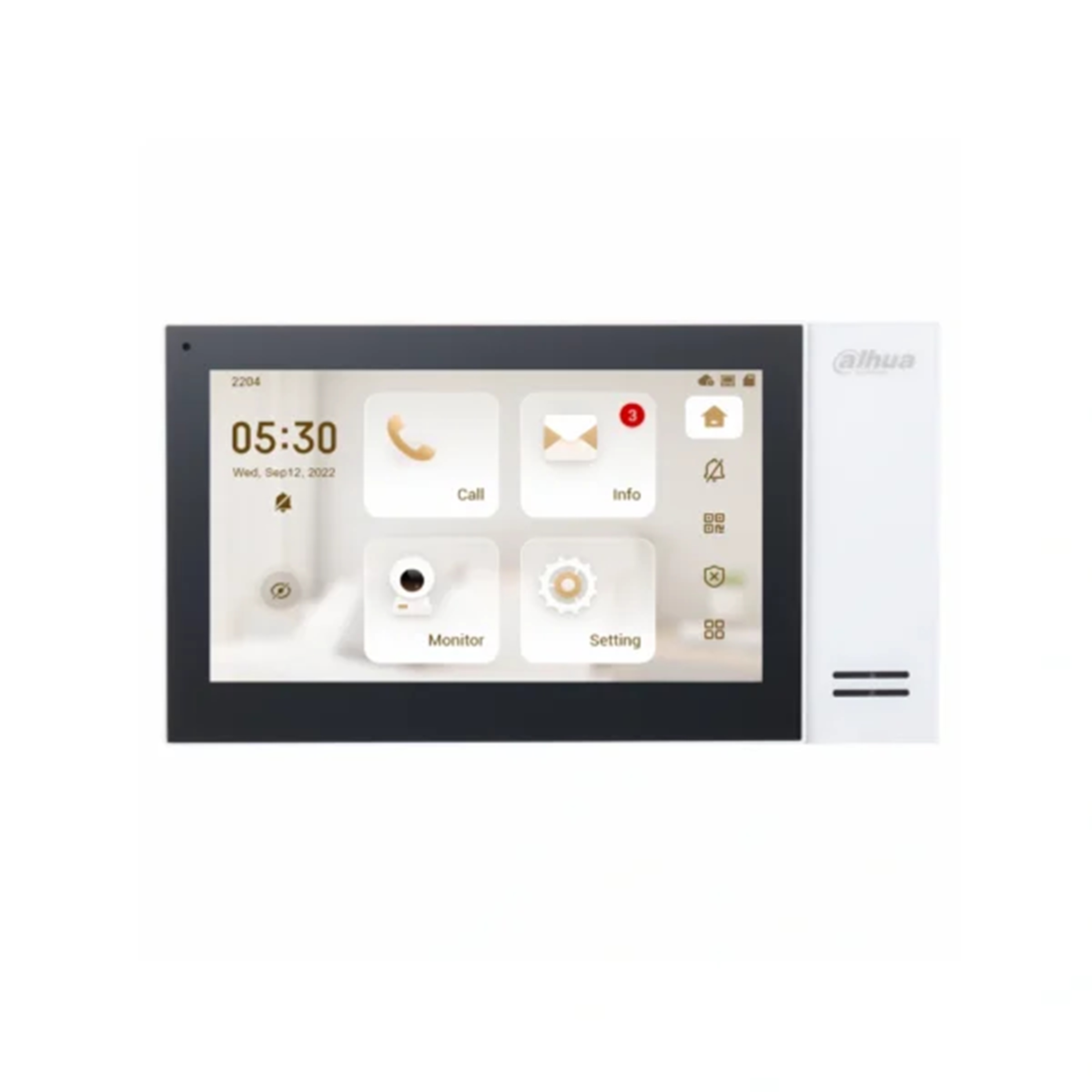 IP INTERCOM MONITOR WHITE APARTMENT/RESIDENTIAL 7 INCH DISPLAY TOUCHSCREEN PLASTIC H.264 1 x OUTPUT 6 x ALARM INPUT UP TO 512GB MICRO SD CARD 12VDC