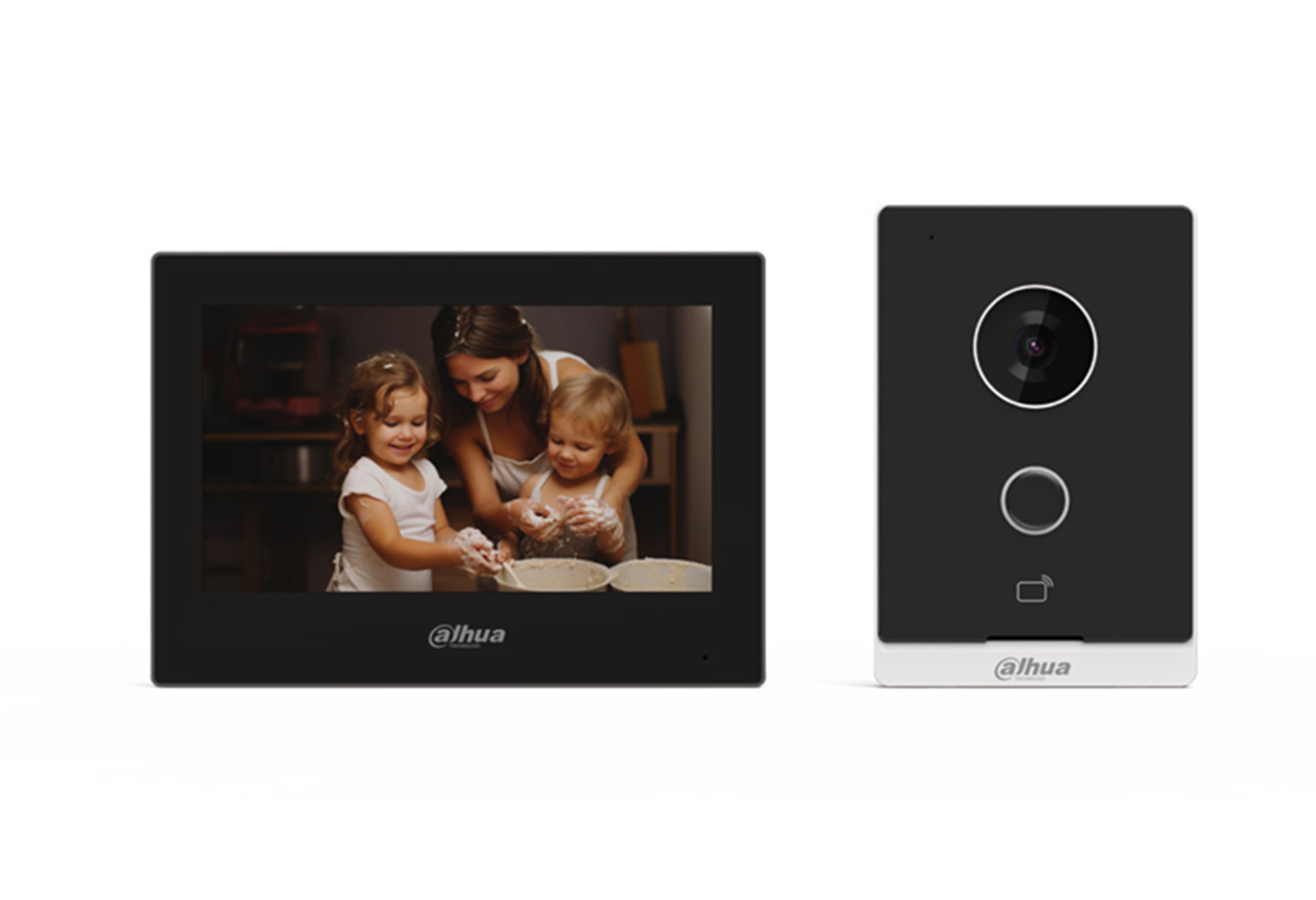 DAHUA DHI-KTW04 IP VID INT KIT W/ MON BLK W/ SIL VILLA 7 INCH DISP CAP T/SCREEN 2MP 120 DB PC + ACRYLIC/PC + ABS IP65 H.264 & H.265 ALM I/P W/ RFID RDR TWO-LOCK CONTROL UP TO 256GB MICRO SD CARD 12VDC/POE(48V) 10/100 MBPS ETH