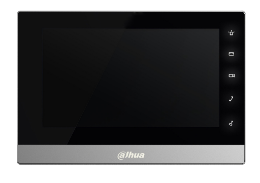 DAHUA VT IP INTERCOM MONITOR BLACK WITH SILVER APARTMENT/RESIDENTIAL 7 INCH DISPLAY RESISTIVE TOUCHSCREEN PLASTIC 12VDC/24V POE SWITCH(VTNS1060A)