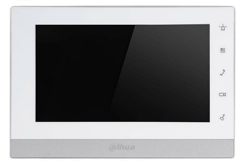 DAHUA VT IP INTERCOM MONITOR WHITE WITH SILVER APARTMENT/RESIDENTIAL 7 INCH DISPLAY RESISTIVE TOUCHSCREEN PLASTIC 12VDC/24V POE SWITCH(VTNS1060A)