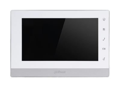 DAHUA SIP2.0 IP INTERCOM MONITOR WHITE APARTMENT/RESIDENTIAL 7 INCH DISPLAY CAPACITIVE TOUCHSCREEN PLASTIC 12VDC/24V POE SWITCH(VTNS1060A)