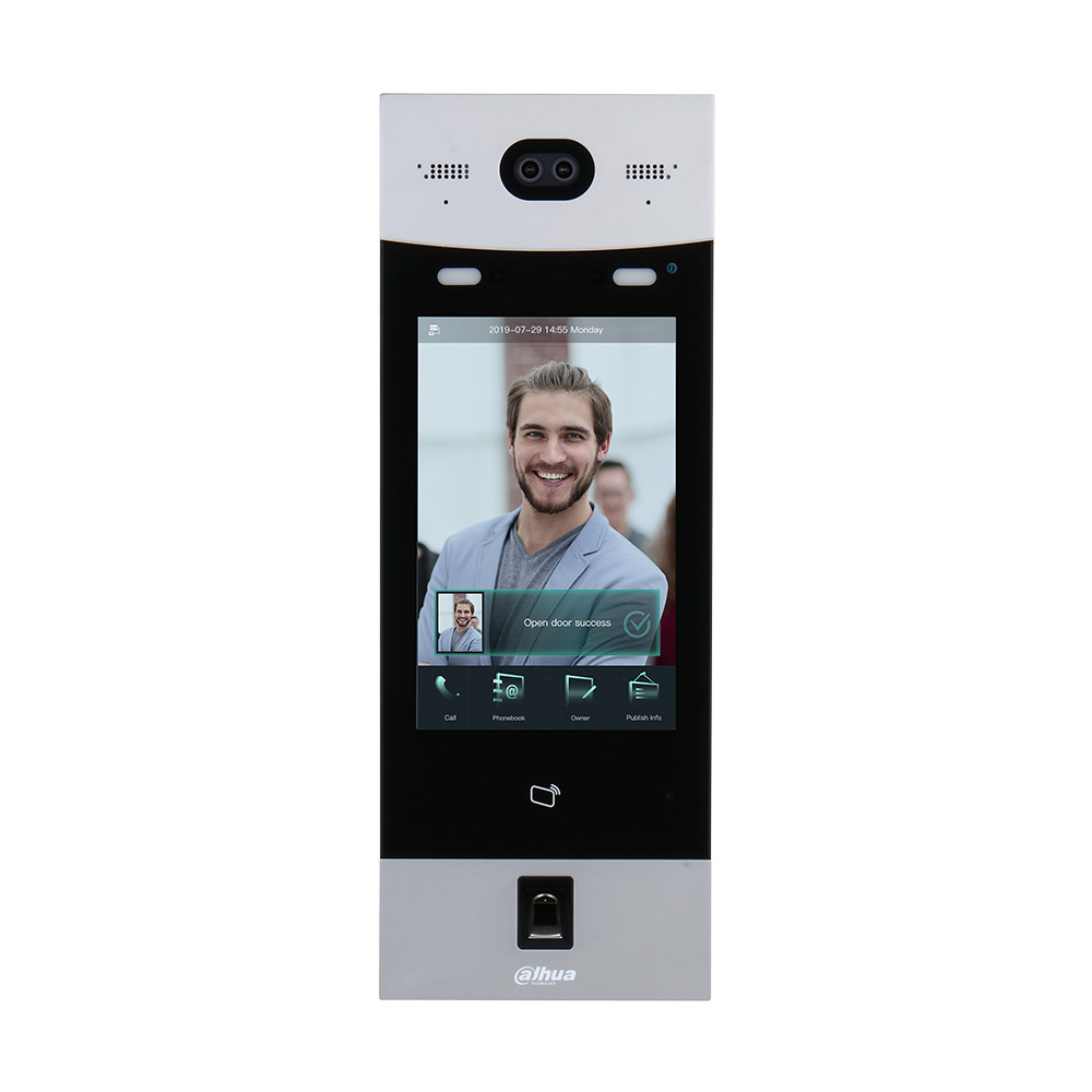 DAHUA SIP2.0 IP INTERCOM AUDIO/VIDEO DOOR STATION BLACK WITH SILVER APARTMENT 10 INCH DISPLAY CAPACITIVE TOUCHSCREEN 2MP 113° METAL/TEMPERED GLASS 12VDC