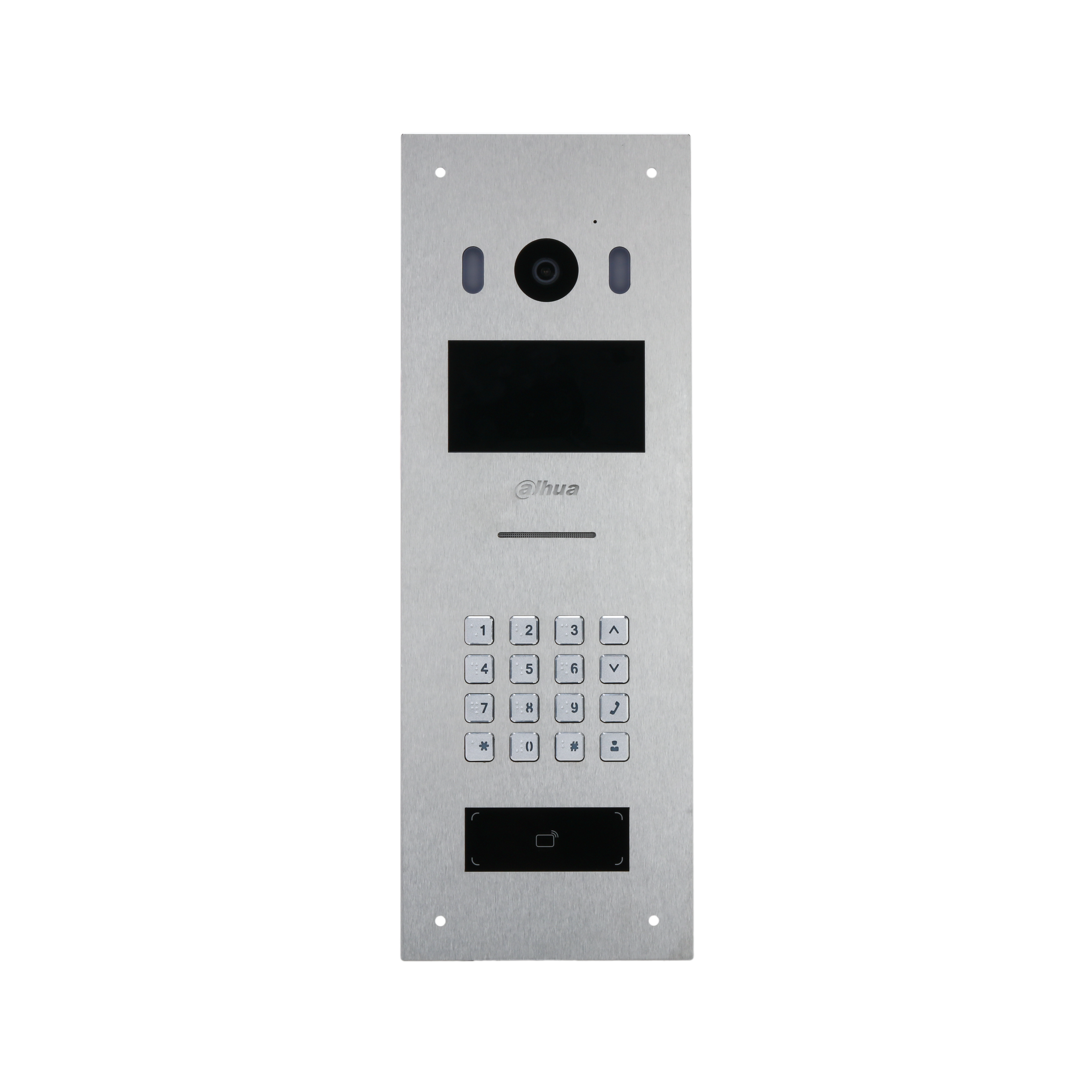 DAHUA SIP2.0 IP INTERCOM KEYPAD & VIDEO DOOR STATION SILVER APARTMENT 4.3 INCH DISPLAY MECHANICAL BUTTON 2MP 86° STAINLESS STEEL 12VDC