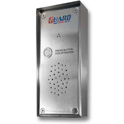 GUARD SERIES GSM INTERCOM 1 BUTTON AUDIO DOOR STATION SILVER RESIDENTIAL/COMMERCIAL MECHANICAL BUTTON STAINLESS STEEL 11-28VDC
