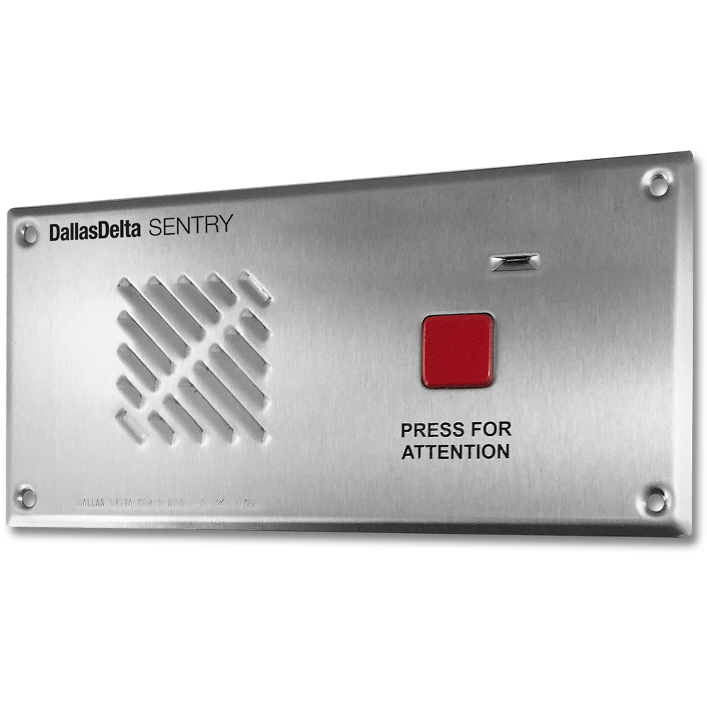 SENTRY SERIES 4-WIRE INTERCOM 1 BUTTON AUDIO DOOR STATION SILVER RESIDENTIAL/COMMERCIAL MECHANICAL BUTTON STAINLESS STEEL 9-20VDC