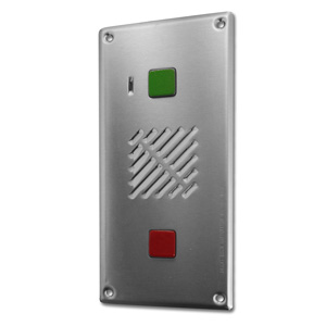SENTRY SERIES 4-WIRE INTERCOM 2 BUTTON AUDIO DOOR STATION SILVER RESIDENTIAL/COMMERCIAL MECHANICAL BUTTON STAINLESS STEEL 9-20VDC