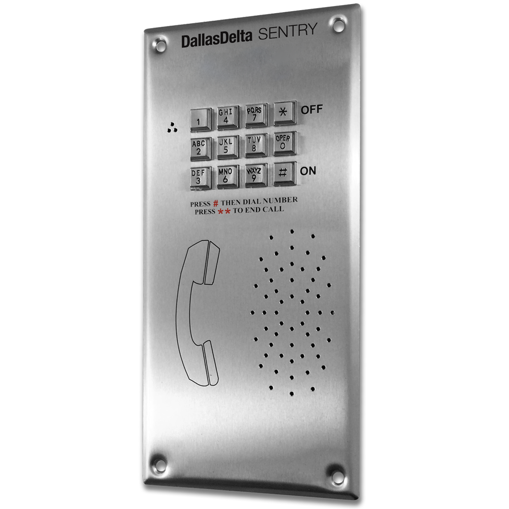 SENTRY SERIES 4-WIRE INTERCOM KEYPAD & AUDIO DOOR STATION SILVER APARTMENT/RESIDENTIAL/COMMERCIAL MECHANICAL BUTTON STAINLESS STEEL 9-20VDC