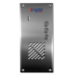 SENTRY SERIES IP INTERCOM 3 BUTTON AUDIO DOOR STATION SILVER RESIDENTIAL/COMMERCIAL MECHANICAL BUTTON STAINLESS STEEL 24VDC/48V POE SWITCH