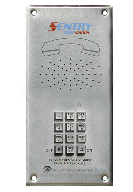 SENTRY SERIES IP INTERCOM KEYPAD & AUDIO DOOR STATION SILVER APARTMENT/RESIDENTIAL/COMMERCIAL MECHANICAL BUTTON STAINLESS STEEL 24VDC/48V POE SWITCH