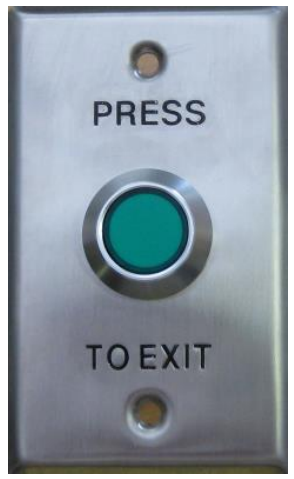 PUSH BUTTON GREEN SHROUDED HEAD WITH LED ON CURVED EDGE STANDARD STAINLESS STEEL PLATE WITH 