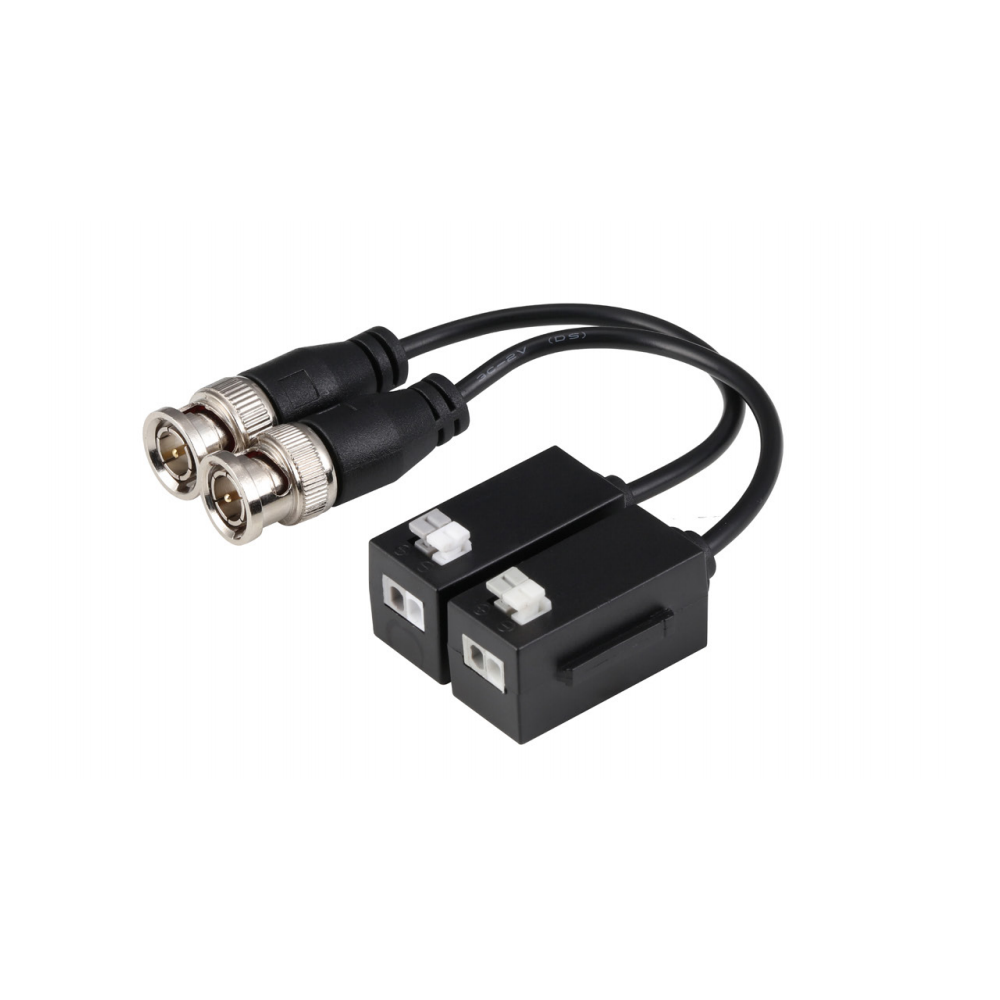 1-CH PASSIVE VIDEO BALUN REAL-TIME TRANSMISSION OVER UTP CAT5E/6 CABLE; PASSIVE NO NEED FOR POWER SUPPLY; EXCELLENT ANTI-THUNDER ANTI-STATIC AND ANTI-INTERFERENCE CAPABILITIES; COMPATIBLE FORMAT: HDCVI/TVI/AHD/CVBS; WITH FEMALE BNC CONNECTOR AND PLUGGABLE SCREW TERMINAL CONNECTIONS.