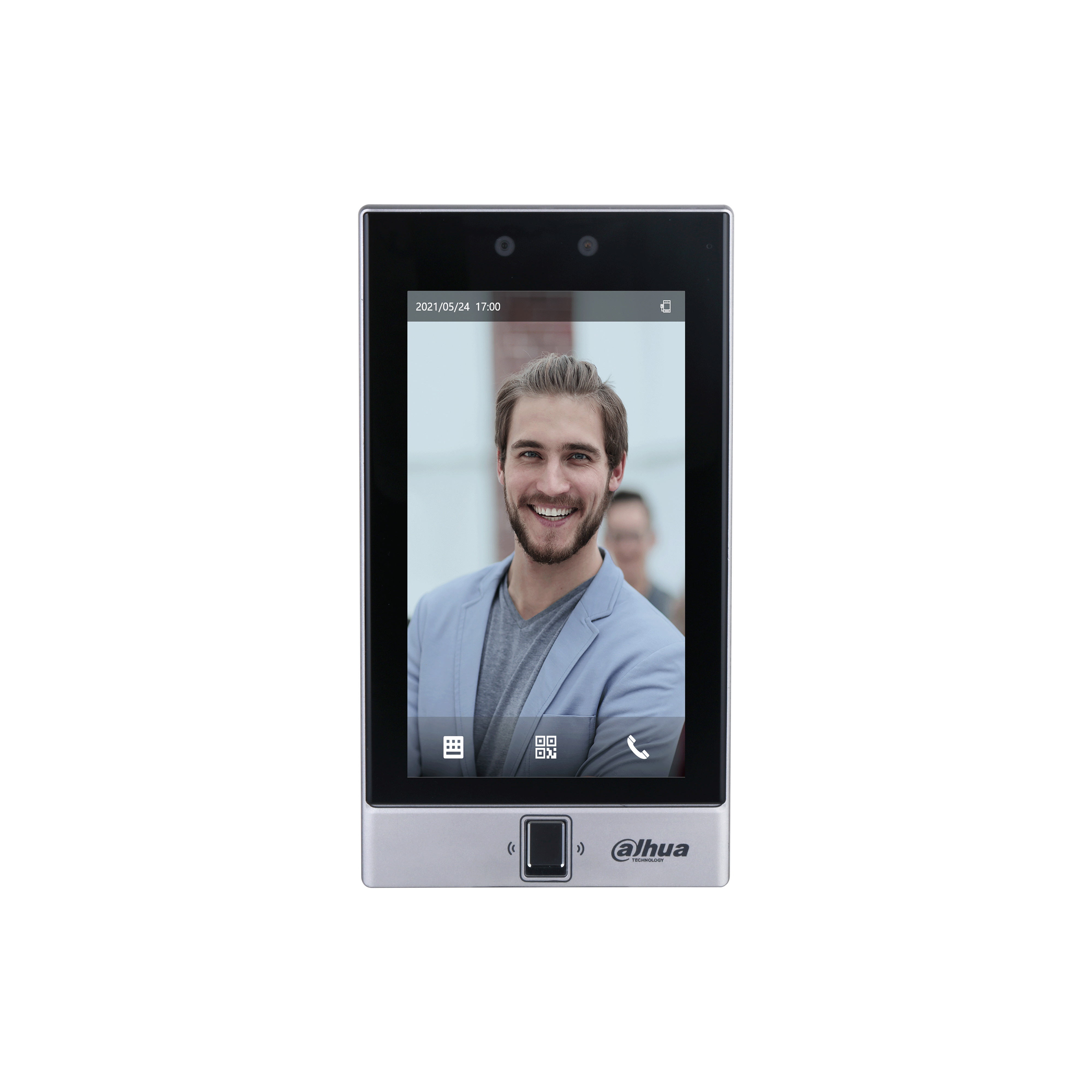 DHI-ASI7214S-W STANDALONE FACIAL RECOGNITION ACCESS CONTROL TERMINAL 7 INCH CAPACITIVE TOUCHSCREEN WITH 2MP DUAL LENS DWDR TEMPERED GLASS SILVER/BLACK 1 x RS485/RS232 1 x WIEGAND INPUT / OUTPUT WIRELESS