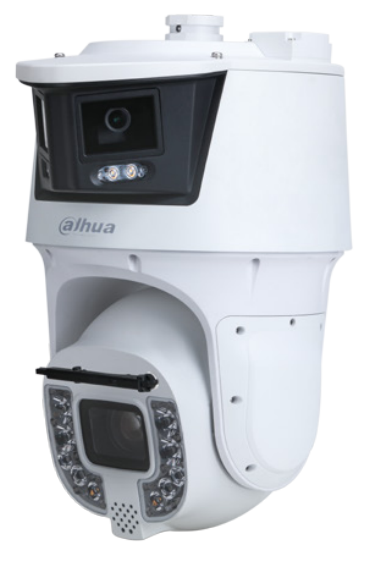 WIZMIND SERIES IP CAMERA WHITE AI 180° ACTIVE DETERRANCE & PANORAMIC WITH ALARM LIGHT & AUTO TRACKING 2x8MP H.264/4+/5/5+ DUAL LENS PTZ 120 WDR METAL 2.8&5.5-231MMFIXED & MOTORISED LENS 45X ZOOM STARLIGHT IR+WHITE LED 300M POE++ IP67 WITHOUT MIC AUDIO IN AUDIO OUT 7 x ALARM IN 2 x ALARM OUT SUPPORT UP TO 512GB SD 36VDC